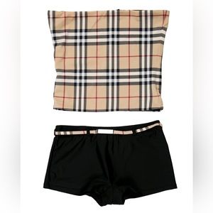 BURBERRY LONDON Strapless Nova Check Two-Piece Swimsuit